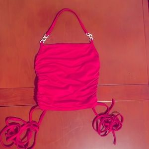 Pink crop top with silver collar